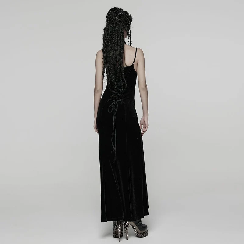 Gothic Lace Splice Slip-Kleid mit Schnürung für Damen