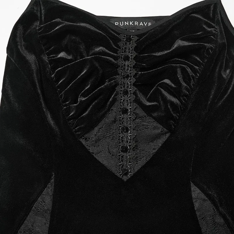 Gothic Lace Splice Slip-Kleid mit Schnürung für Damen