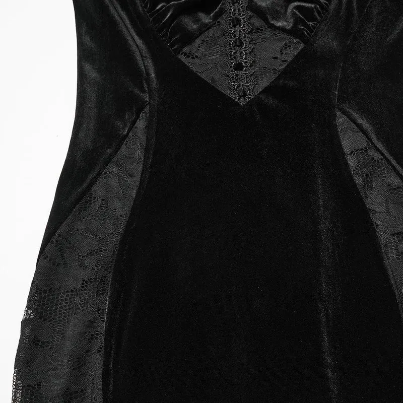 Gothic Lace Splice Slip-Kleid mit Schnürung für Damen