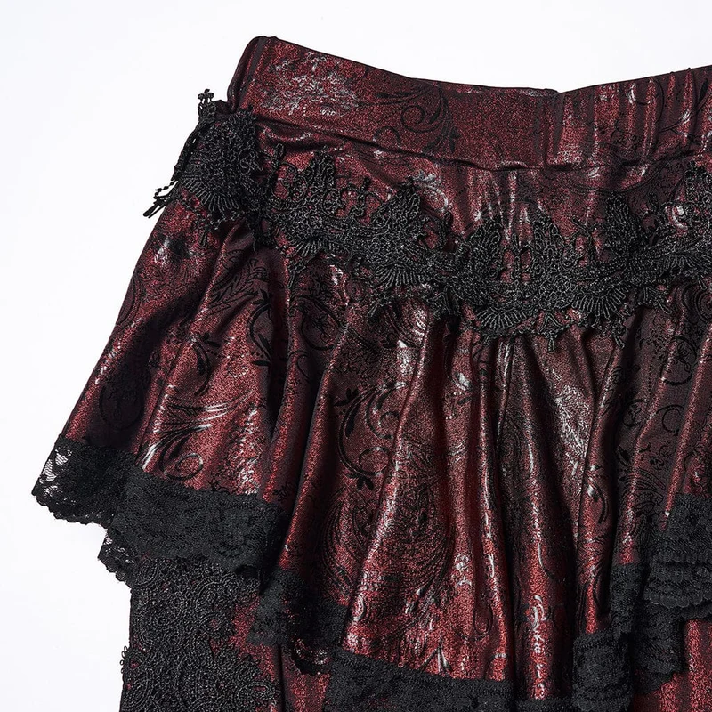 Gothic Schlaghose mit Blumenmuster für Damen in Rot