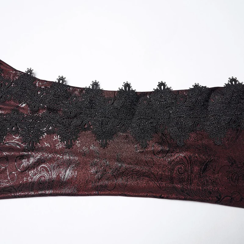 Gothic Schlaghose mit Blumenmuster für Damen in Rot