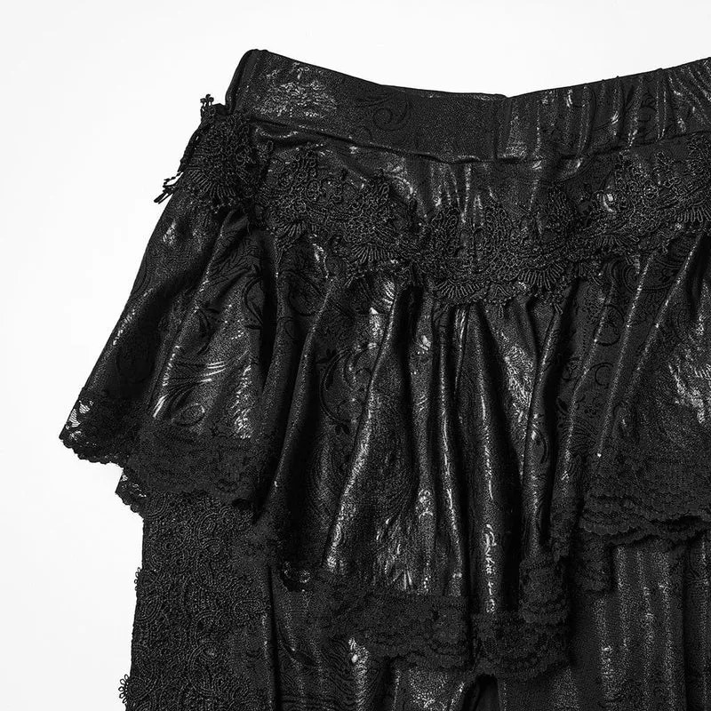 Gothic Schlaghose mit Blumenmuster für Damen in Schwarz