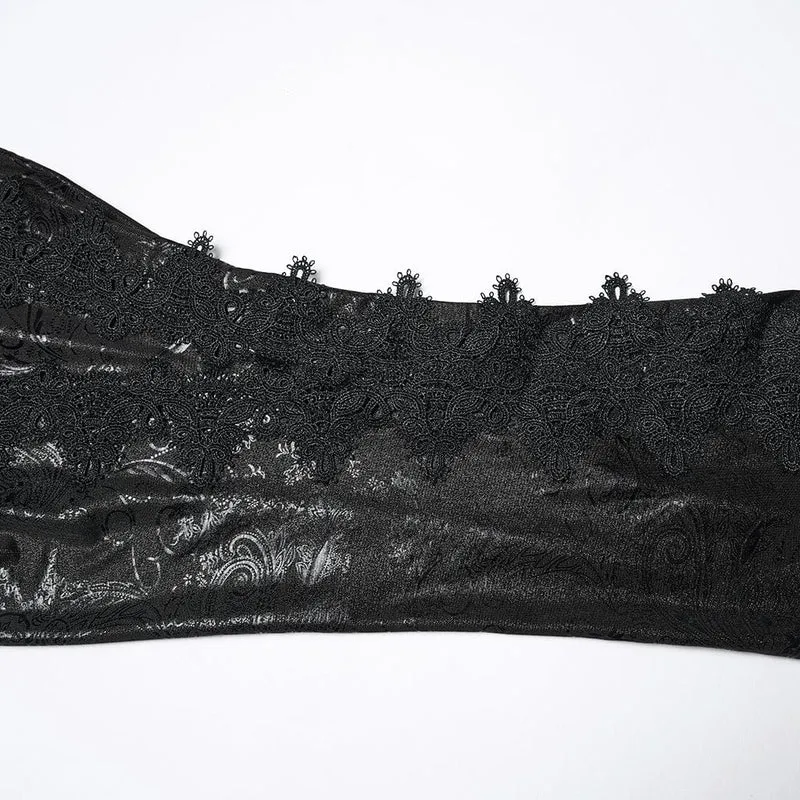 Gothic Schlaghose mit Blumenmuster für Damen in Schwarz