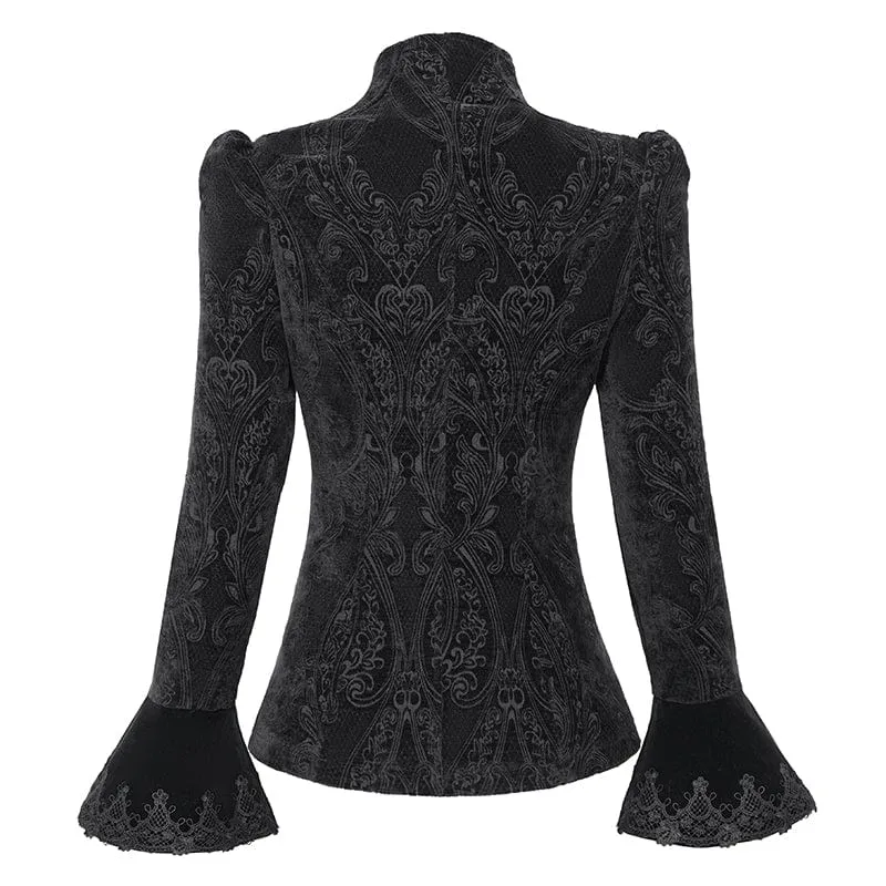 Gothic-Jacke mit Stehkragen und ausgestellten Ärmeln für Damen in Schwarz