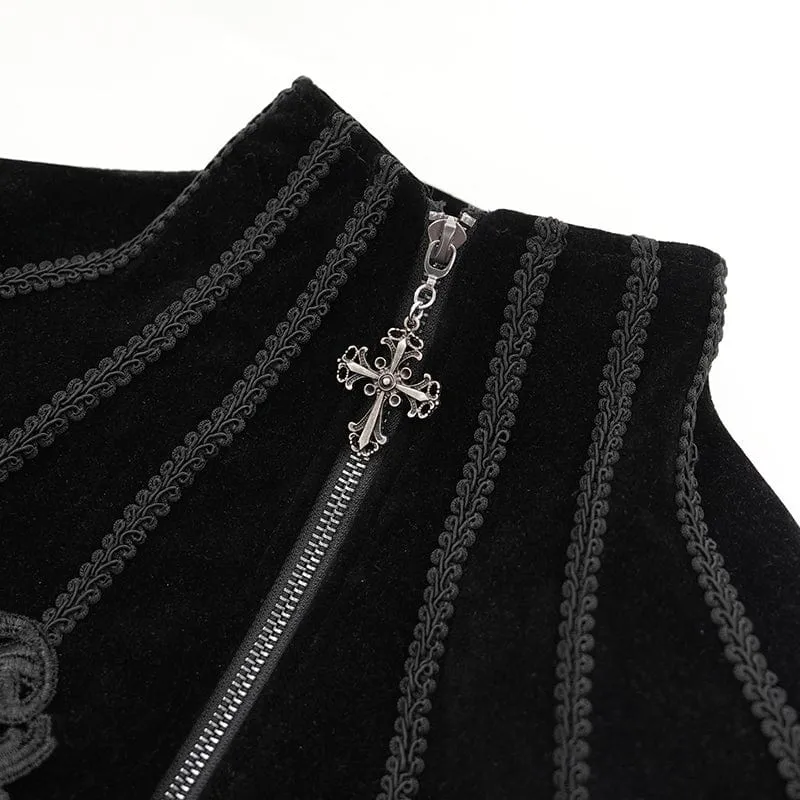 Gothic-Jacke mit Stehkragen und ausgestellten Ärmeln für Damen in Schwarz
