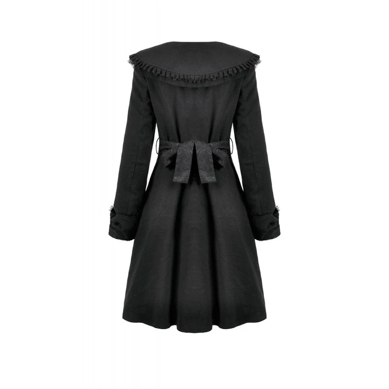 Damenmantel mit Gothic-Blumenmuster, bestickter Schleife und Peter-Pan-Kragen