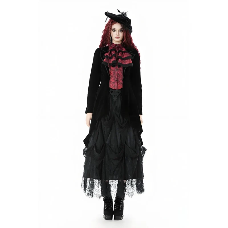 Gothic-Jacke mit Kontrastfarbe und zweiteiliger Schwalbenschwanz-Optik für Damen