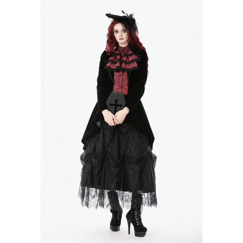 Gothic-Jacke mit Kontrastfarbe und zweiteiliger Schwalbenschwanz-Optik für Damen