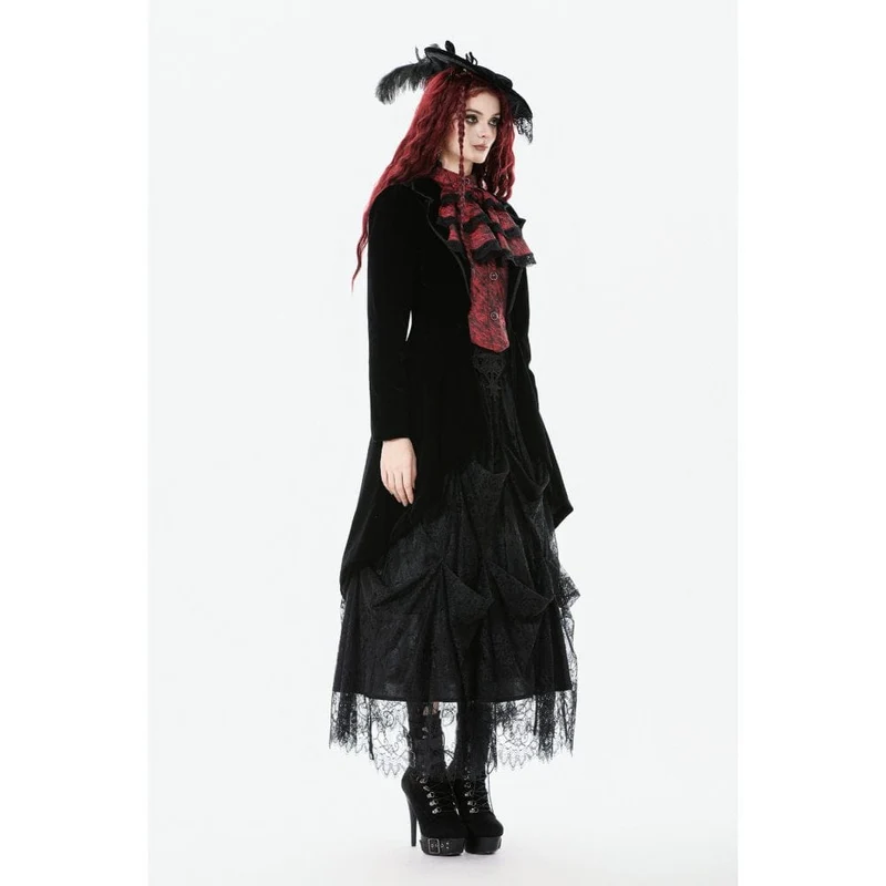 Gothic-Jacke mit Kontrastfarbe und zweiteiliger Schwalbenschwanz-Optik für Damen