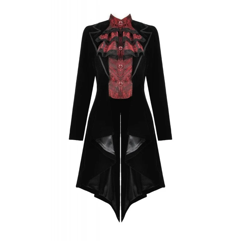 Gothic-Jacke mit Kontrastfarbe und zweiteiliger Schwalbenschwanz-Optik für Damen