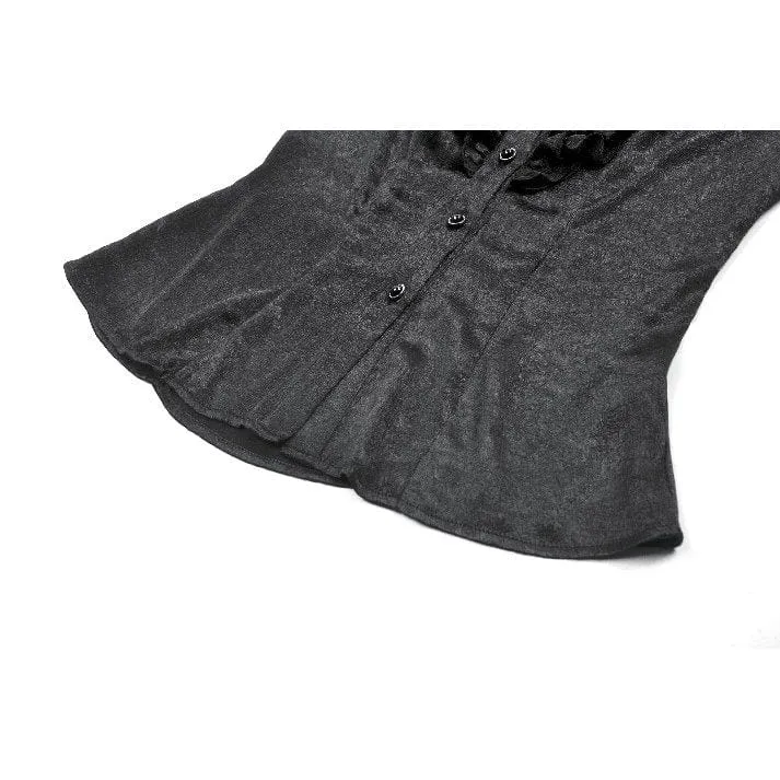 Gothic-Hemd mit Rüschen und Spitzenspleiß und Laternenärmeln für Damen