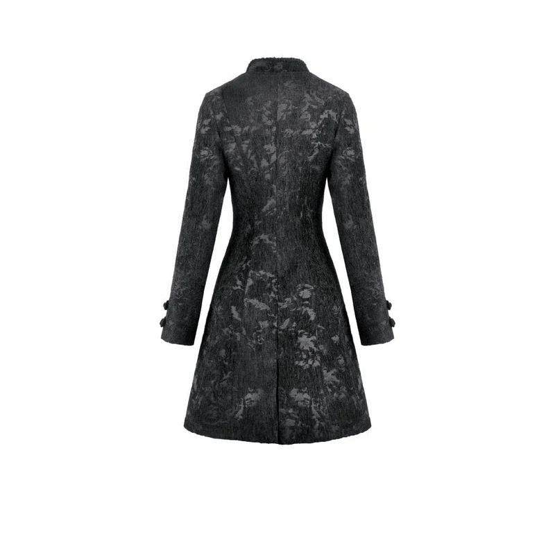 Damenmantel mit Gothic-Blumenmuster und Umlegekragen aus Jacquard