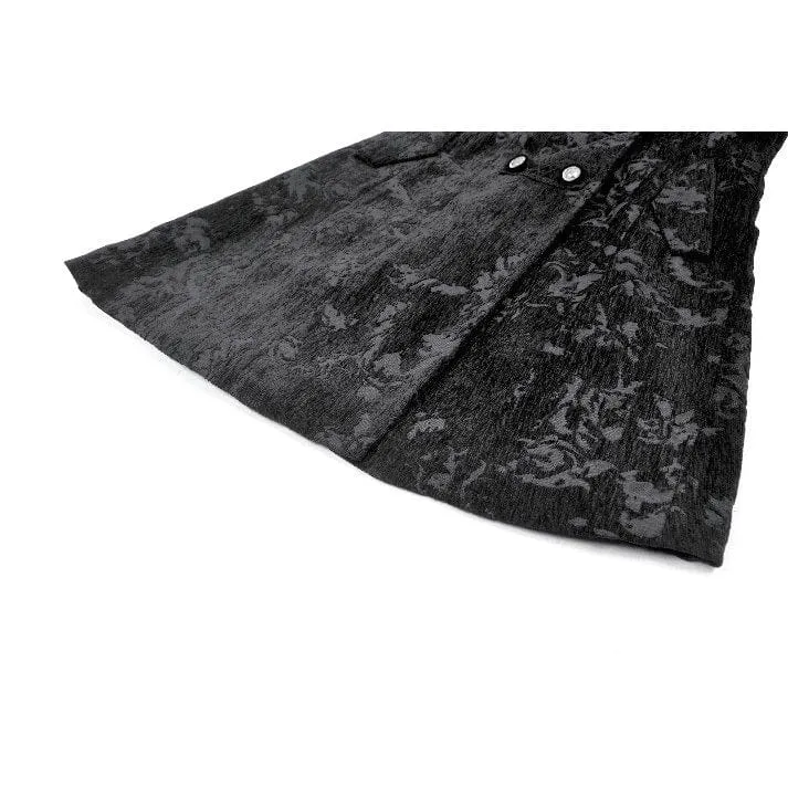 Damenmantel mit Gothic-Blumenmuster und Umlegekragen aus Jacquard