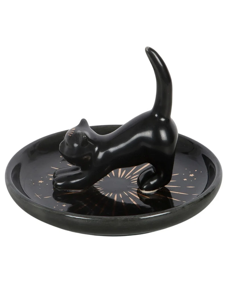 Schwarze Zauberkatze Schmuckschale Ø11cm