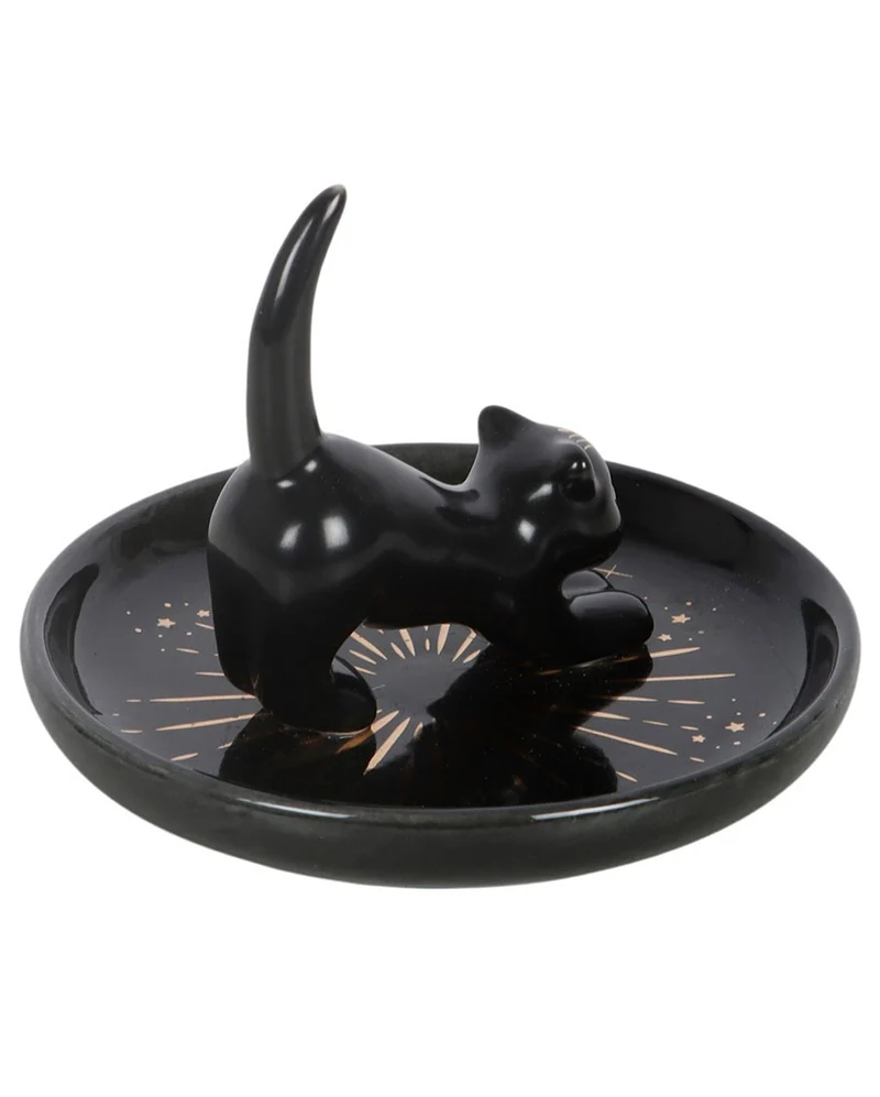 Schwarze Zauberkatze Schmuckschale Ø11cm