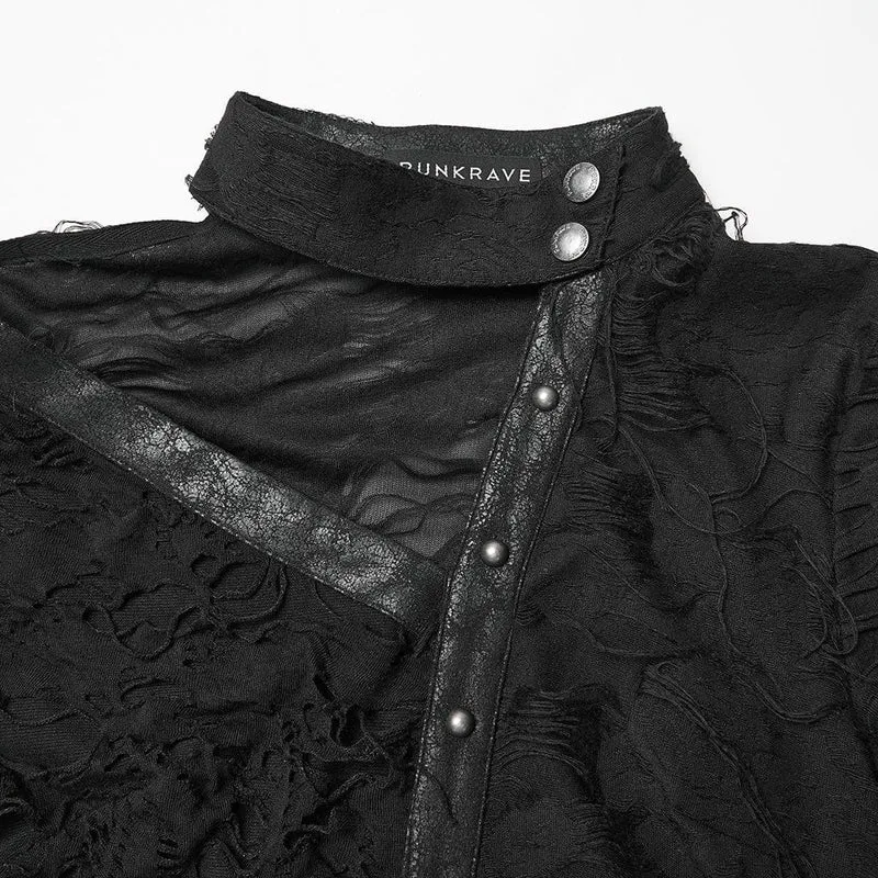 Punk-Kleid für Damen mit Rissen, Cut-outs, Schnallenverschluss, Trägern und langen Ärmeln – Hochzeitskleid