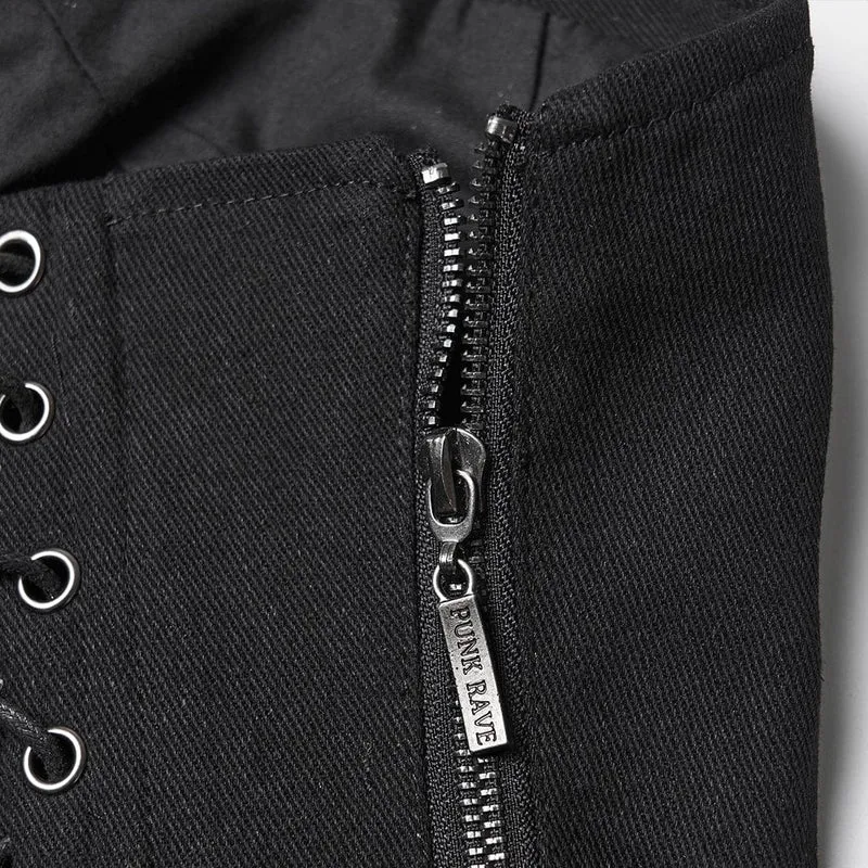 Punk-Bustier mit gerüschtem Schnürverschluss und seitlichem Reißverschluss für Damen