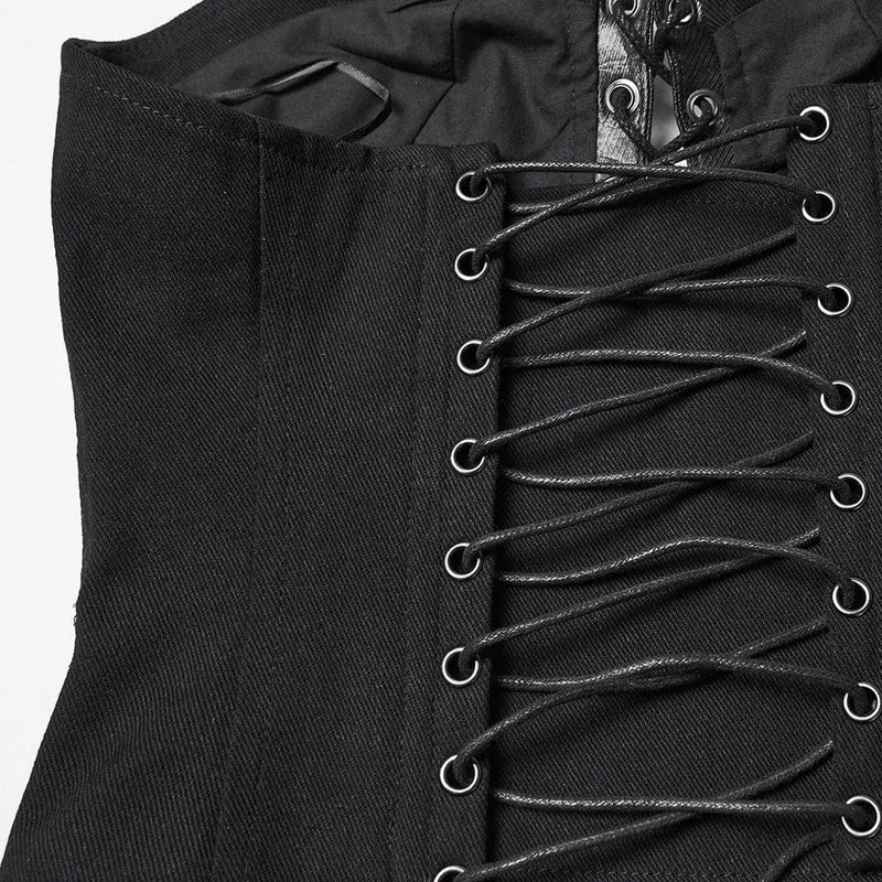 Punk-Bustier mit gerüschtem Schnürverschluss und seitlichem Reißverschluss für Damen