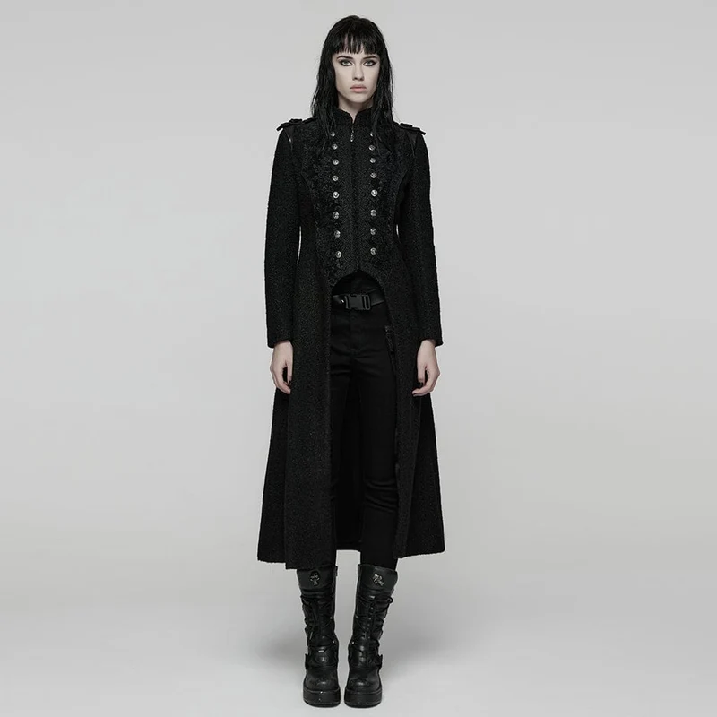 Gothic-Jacquard-Zweireihermantel für Damen