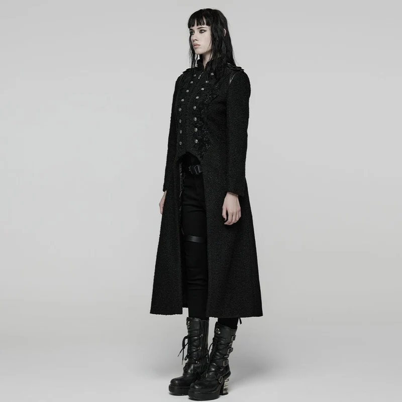 Gothic-Jacquard-Zweireihermantel für Damen