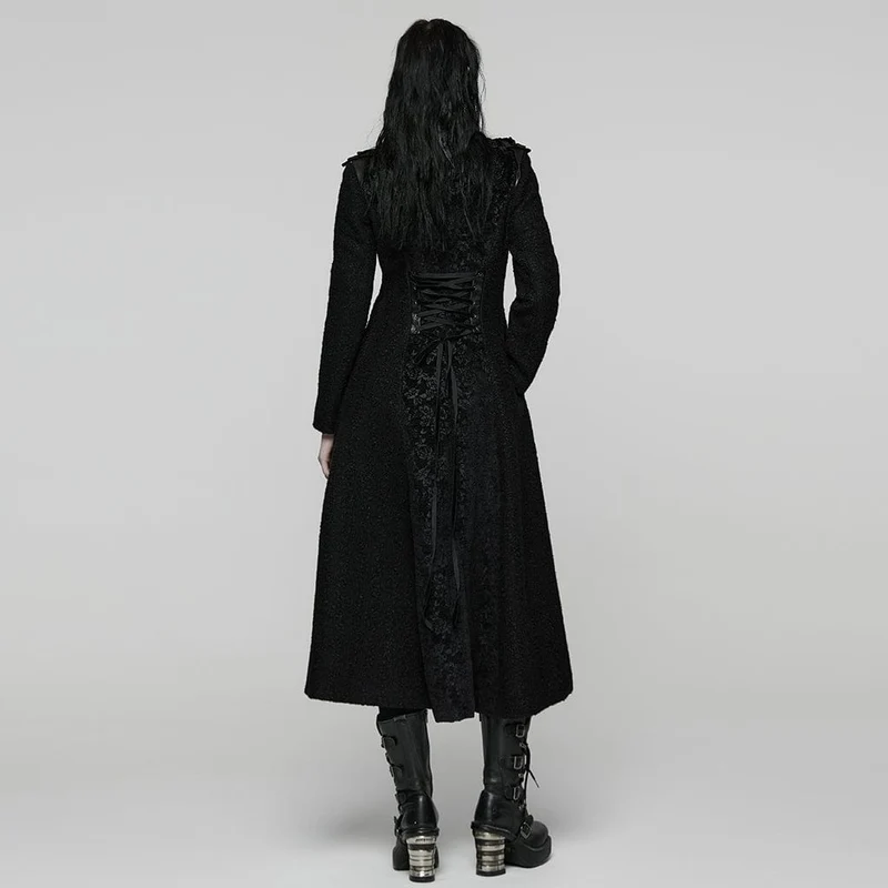 Gothic-Jacquard-Zweireihermantel für Damen
