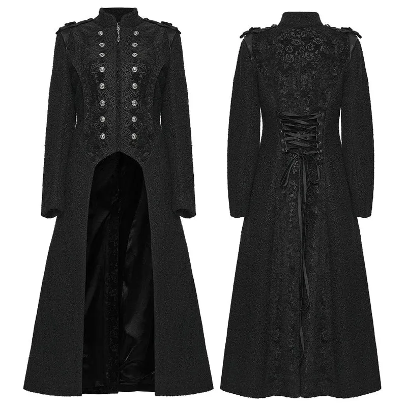 Gothic-Jacquard-Zweireihermantel für Damen