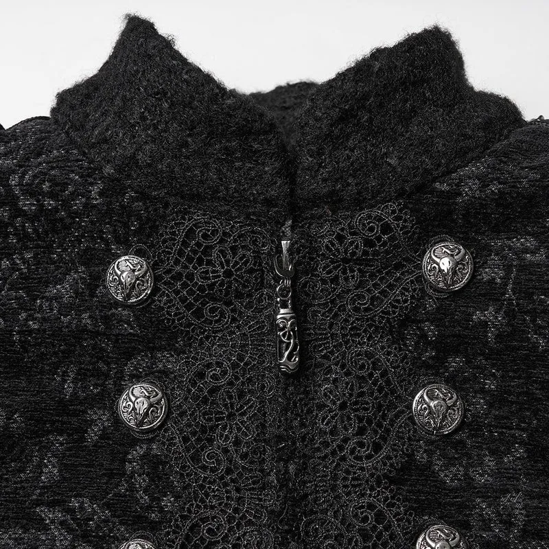Gothic-Jacquard-Zweireihermantel für Damen