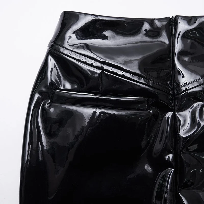 Gothic-Rock aus Kunstleder mit Spitzenspleiß für Damen