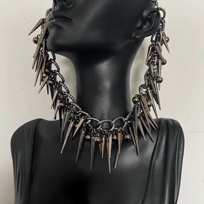 Leopard print rivet pendant necklace