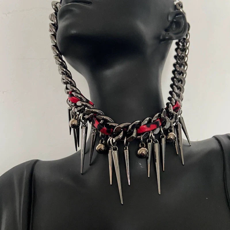Leopard print rivet pendant necklace