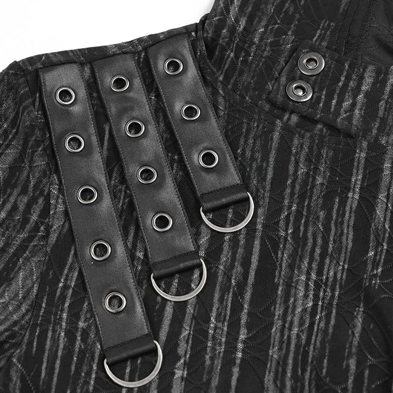 Herren-Kapuzenpullover mit Punk-Ösenriemen und unregelmäßigem Muster