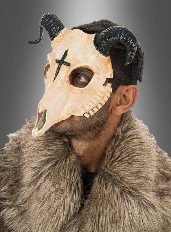 Gehörnte Tierschädel Halbmaske