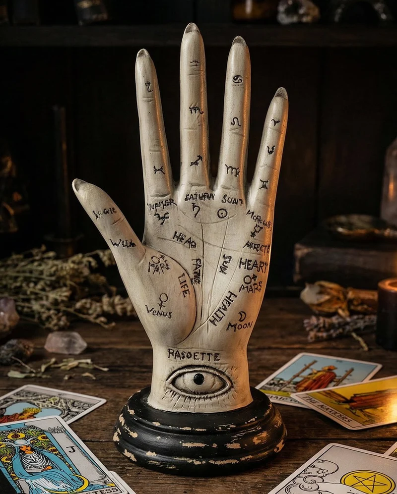 Palmistry Wahrsage Hand mit Vintage Sockel 20cm