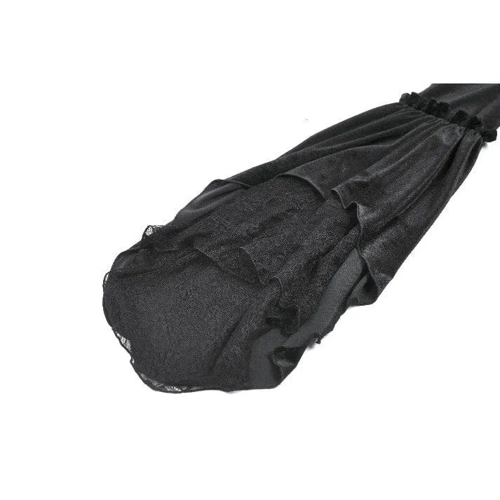 Gothic-Hemd mit Cutout und Neckholder und ausgestellten Ärmeln aus Samt für Damen