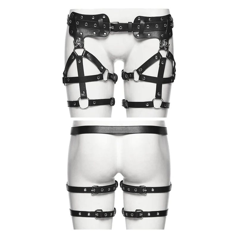 Punk-Totenkopf-Beingeschirr mit Schnalle für Damen