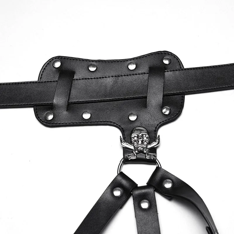 Punk-Totenkopf-Beingeschirr mit Schnalle für Damen