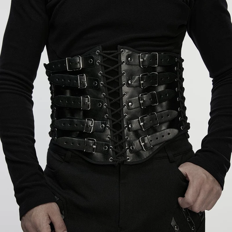 Punk-Schnürgürtel mit Schnallenriemen für Herren