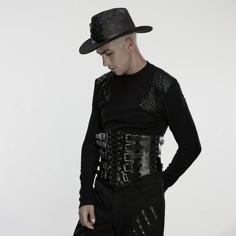 Punk-Schnürgürtel mit Schnallenriemen für Herren