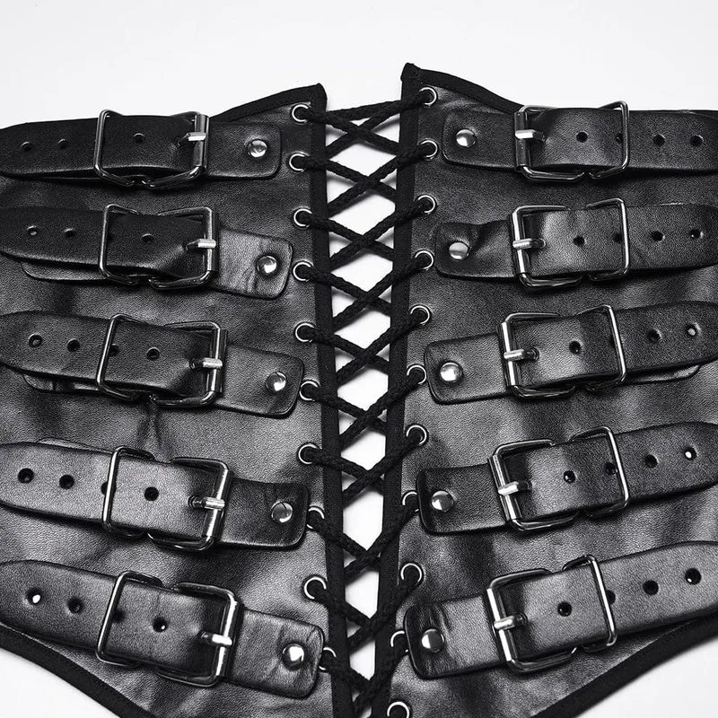 Punk-Schnürgürtel mit Schnallenriemen für Herren