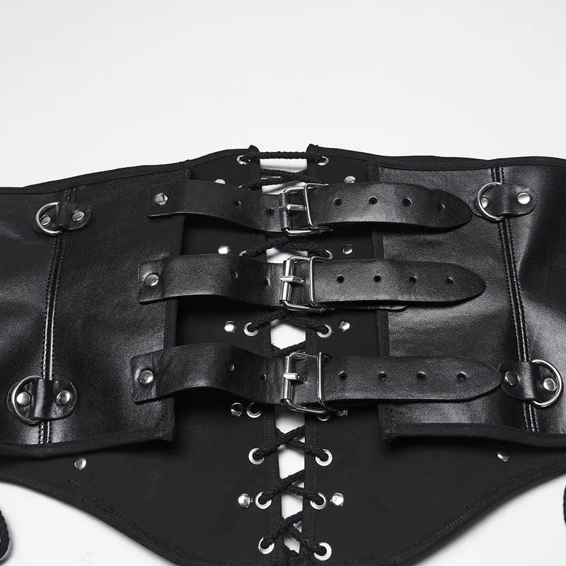 Punk-Schnürgürtel mit Schnallenriemen für Herren