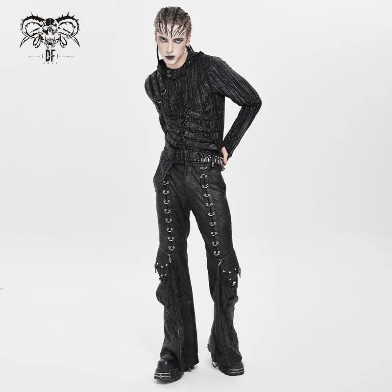 Herren Punk Ripped Mesh Splice Schnür-Baggy-Hose