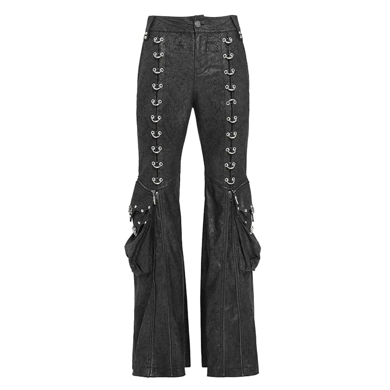 Herren Punk D-Ring Schnalle Große Taschen Schlaghose