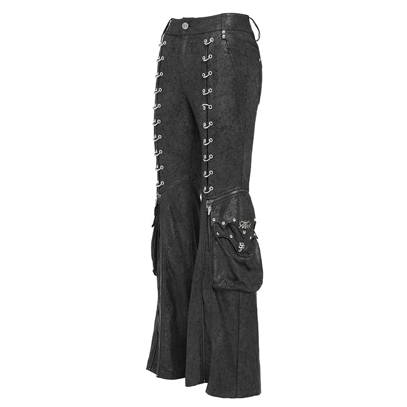 Herren Punk D-Ring Schnalle Große Taschen Schlaghose