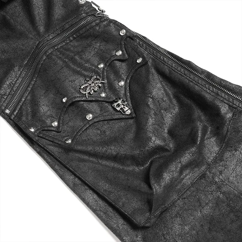 Herren Punk D-Ring Schnalle Große Taschen Schlaghose