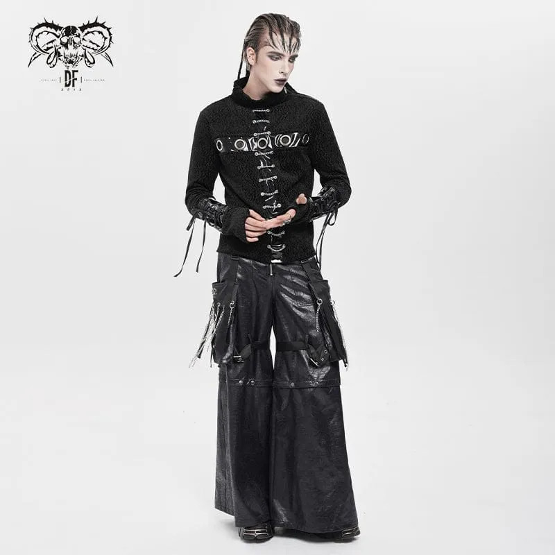 Herren Punk Riemchenhose mit großen Taschen und Ketten