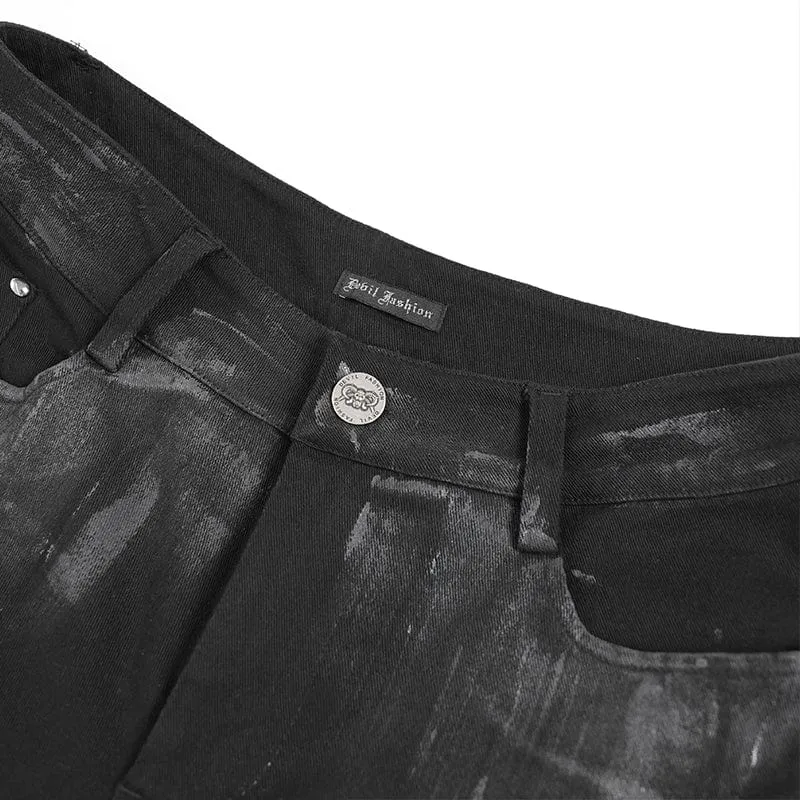 Herren-Plisseehose mit Punk-Schnallenriemen