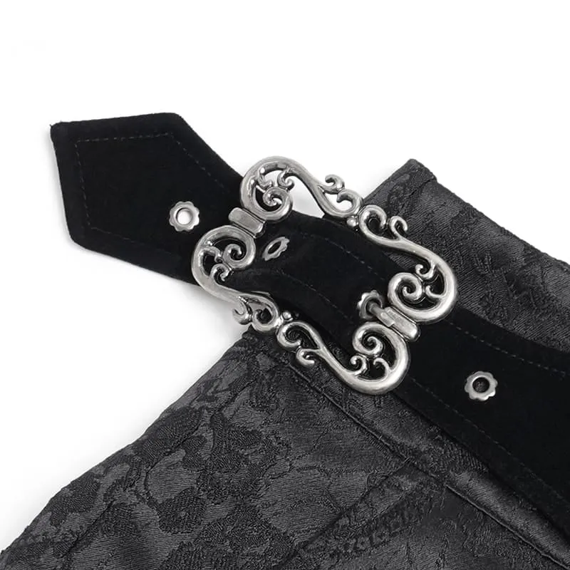 Gothic-Schnürhose mit Blumenmuster und Schnalle für Herren