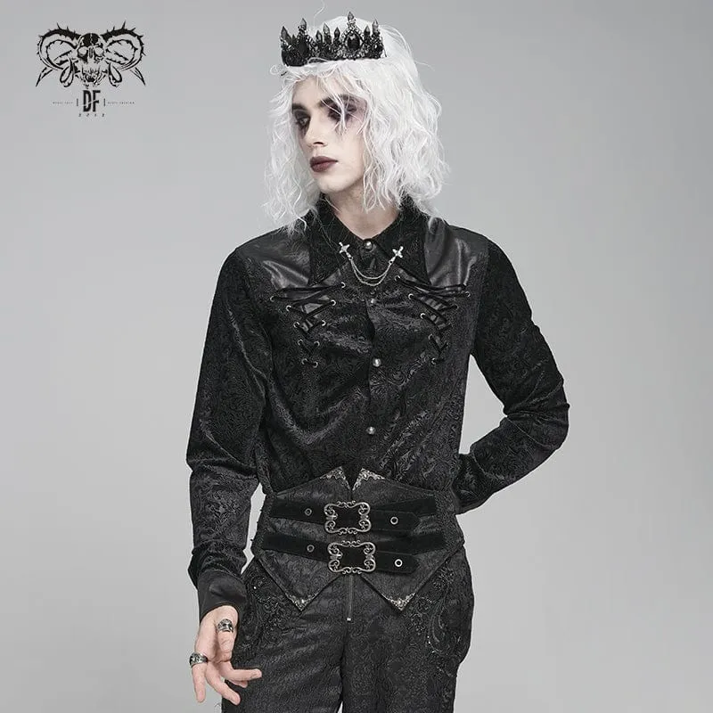 Herrenhemd mit Umlegekragen und Gothic-Blumenmuster