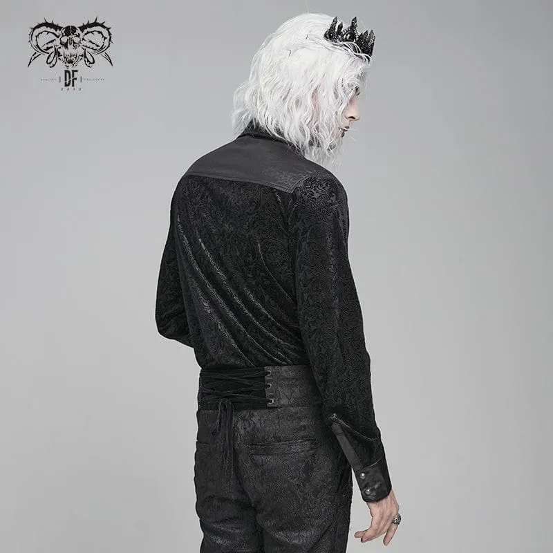 Herrenhemd mit Umlegekragen und Gothic-Blumenmuster