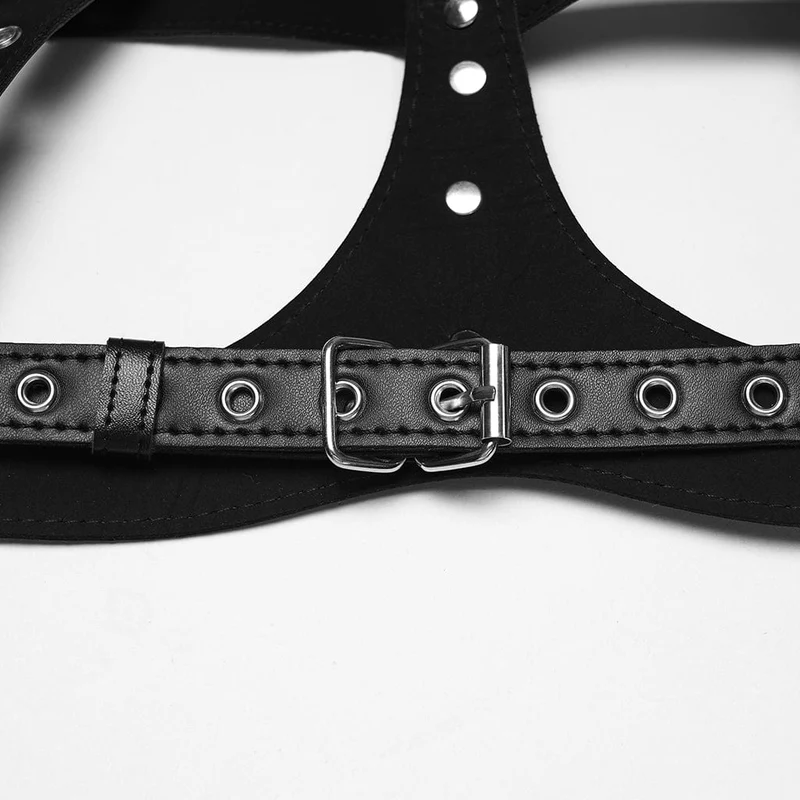 Damen Punk Totenkopf & Nieten Hohl-out Kunstleder Body Harness